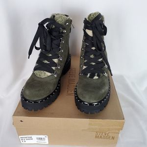 Women's Steve Madden Receptive Suede Lace Up Hiker Boots Size: 7.5
